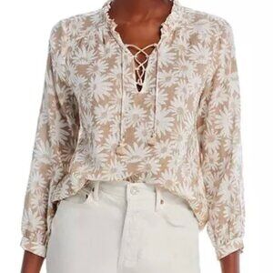 Paige Sharene Floral Lace Up Blouse